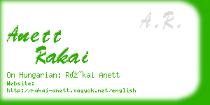 anett rakai business card